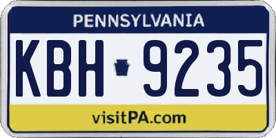 PA license plate KBH9235