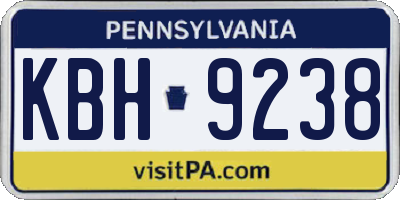 PA license plate KBH9238