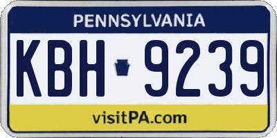 PA license plate KBH9239