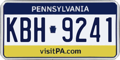 PA license plate KBH9241