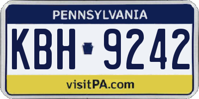 PA license plate KBH9242