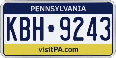 PA license plate KBH9243