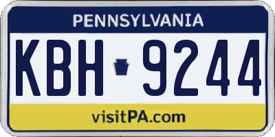 PA license plate KBH9244