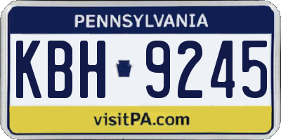PA license plate KBH9245