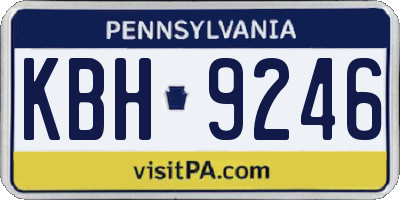 PA license plate KBH9246
