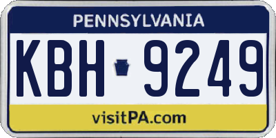 PA license plate KBH9249
