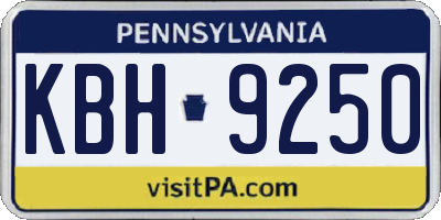 PA license plate KBH9250