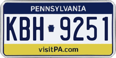 PA license plate KBH9251