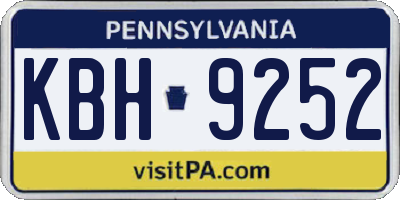 PA license plate KBH9252