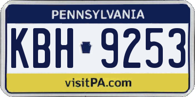 PA license plate KBH9253