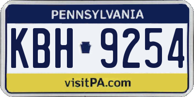 PA license plate KBH9254