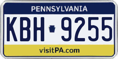 PA license plate KBH9255