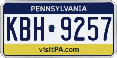 PA license plate KBH9257