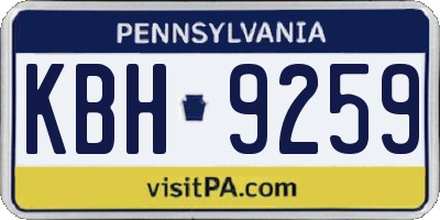 PA license plate KBH9259