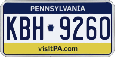 PA license plate KBH9260