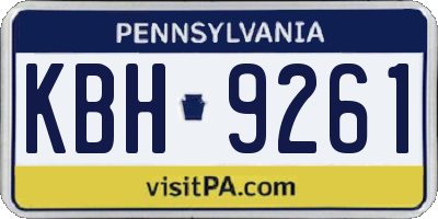 PA license plate KBH9261