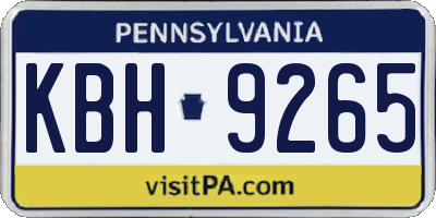 PA license plate KBH9265
