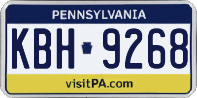 PA license plate KBH9268