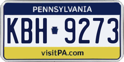 PA license plate KBH9273