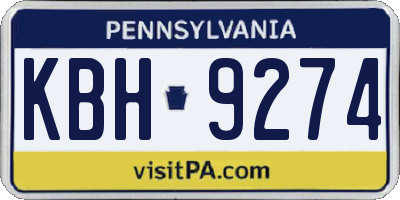 PA license plate KBH9274