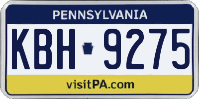 PA license plate KBH9275
