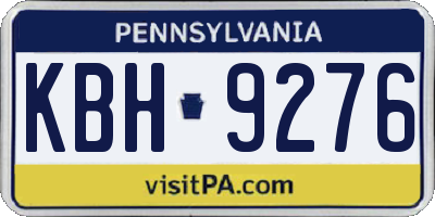 PA license plate KBH9276