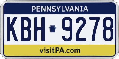 PA license plate KBH9278