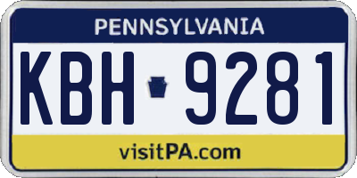 PA license plate KBH9281