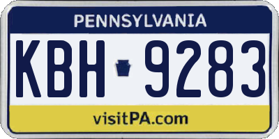 PA license plate KBH9283