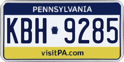 PA license plate KBH9285