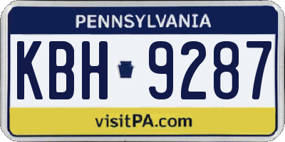 PA license plate KBH9287