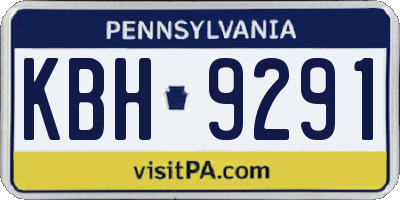 PA license plate KBH9291
