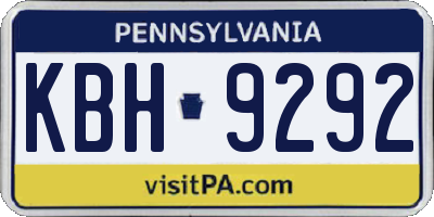 PA license plate KBH9292