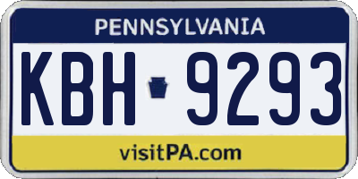 PA license plate KBH9293