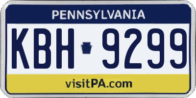 PA license plate KBH9299