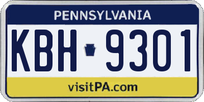PA license plate KBH9301