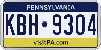 PA license plate KBH9304