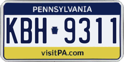 PA license plate KBH9311