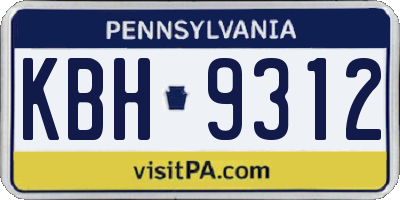 PA license plate KBH9312