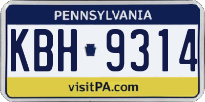 PA license plate KBH9314