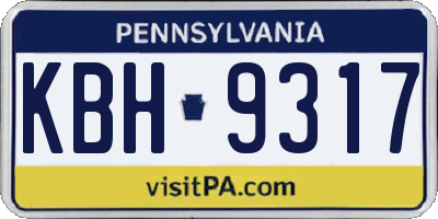 PA license plate KBH9317