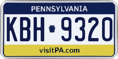 PA license plate KBH9320