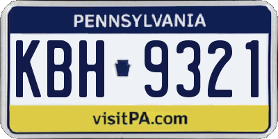 PA license plate KBH9321
