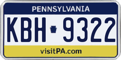 PA license plate KBH9322