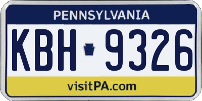 PA license plate KBH9326