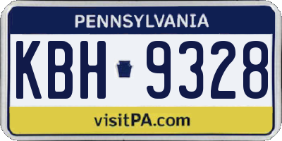 PA license plate KBH9328