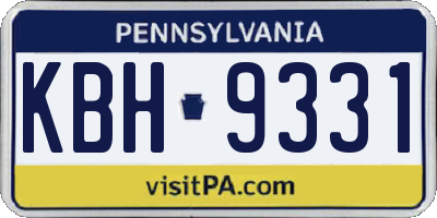 PA license plate KBH9331