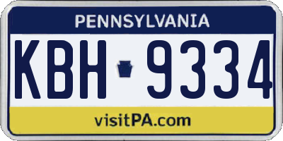PA license plate KBH9334
