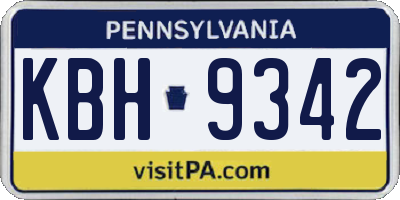 PA license plate KBH9342