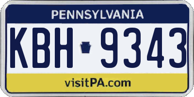PA license plate KBH9343